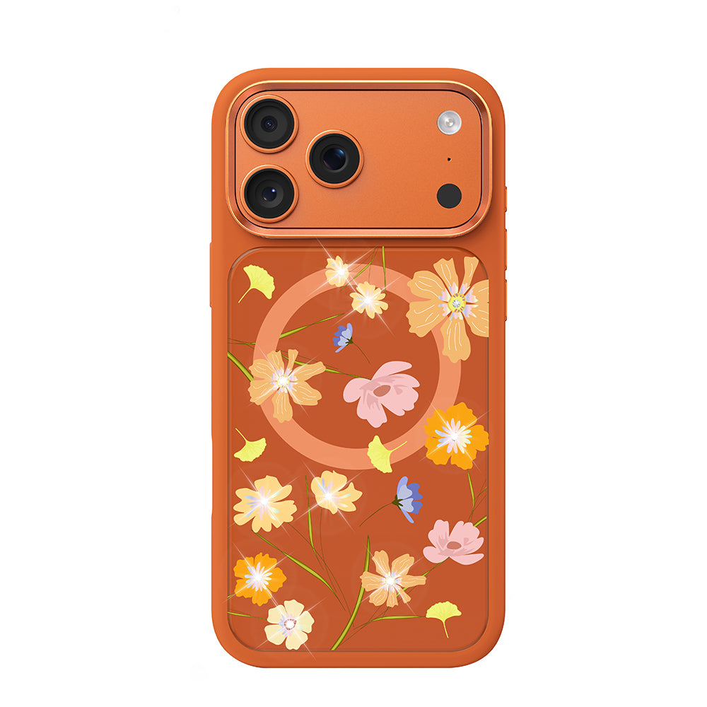 __vg|Turuncu|0|6925700949999-01|Apple iPhone 17 Pro Max Kılıf MagSafe Şarj Özellikli Çiçek Tasarımlı Mutural Flower Serisi Kapak