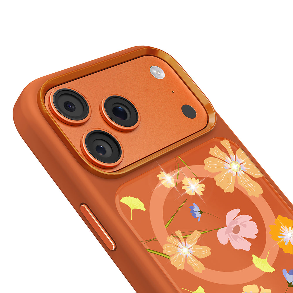 __vg|Turuncu|6|6925700949999-07|Apple iPhone 17 Pro Max Kılıf MagSafe Şarj Özellikli Çiçek Tasarımlı Mutural Flower Serisi Kapak