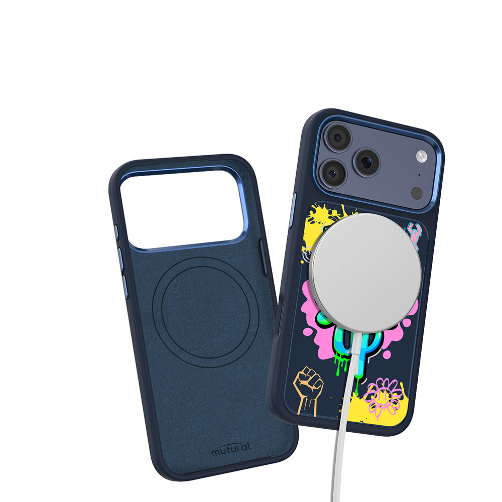 __vg|Lacivert|6|6925700950162-07|Apple iPhone 17 Pro Max Kılıf MagSafe Şarj Özellikli 3D Baskılı Tasarım Mutural Graffiti Serisi Kapak