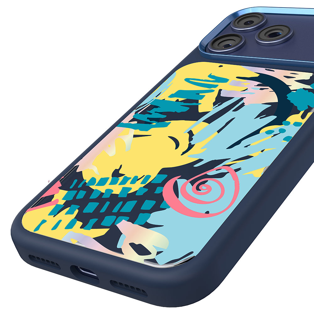 __vg|Lacivert-Sarı|2|6925700950179-03|Apple iPhone 17 Pro Max Kılıf MagSafe Şarj Özellikli 3D Baskılı Tasarım Mutural Graffiti Serisi Kapak