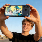 __vg|Lacivert-Sarı|3|6925700950179-04|Apple iPhone 17 Pro Max Kılıf MagSafe Şarj Özellikli 3D Baskılı Tasarım Mutural Graffiti Serisi Kapak
