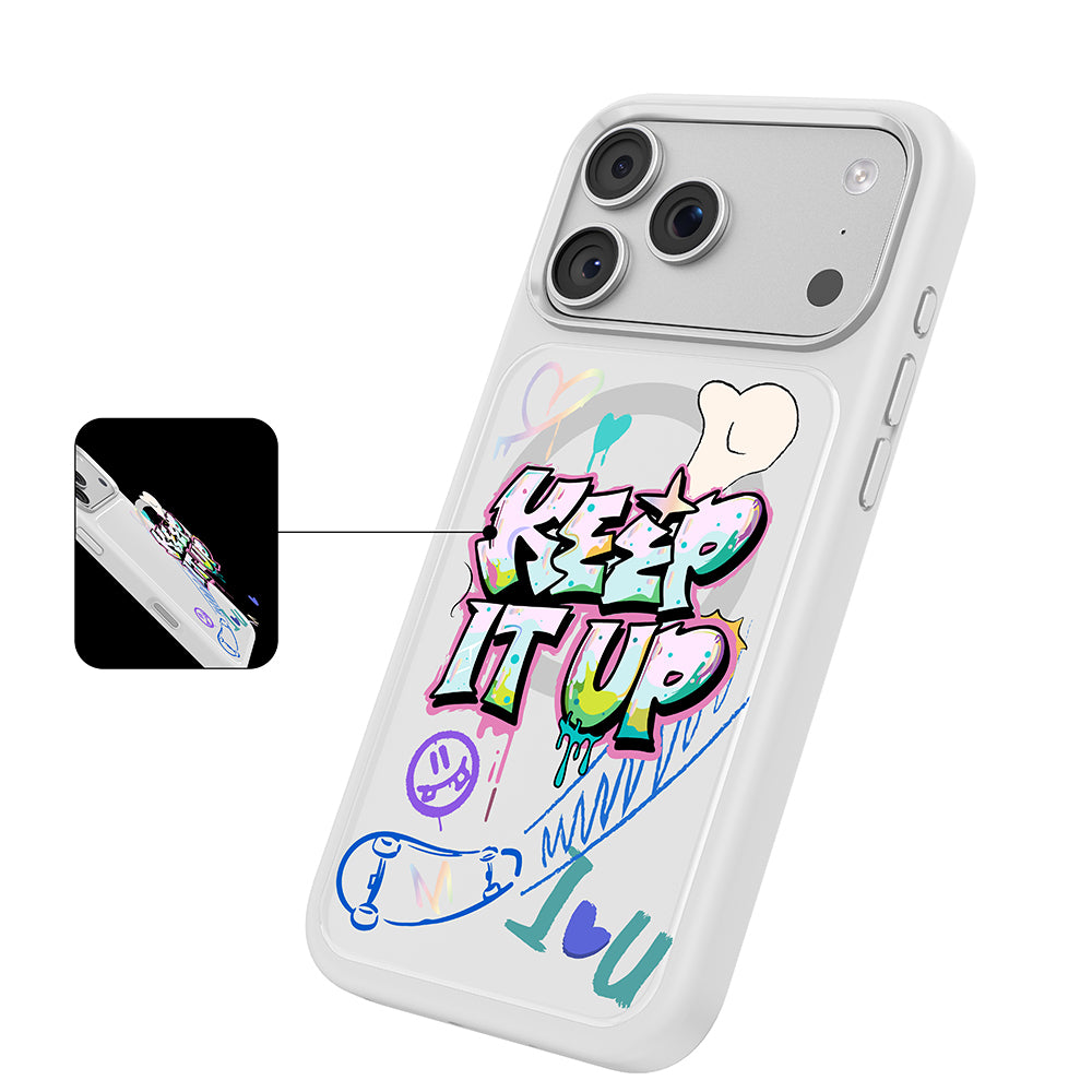 __vg|Beyaz|1|6925700950186-02|Apple iPhone 17 Pro Max Kılıf MagSafe Şarj Özellikli 3D Baskılı Tasarım Mutural Graffiti Serisi Kapak