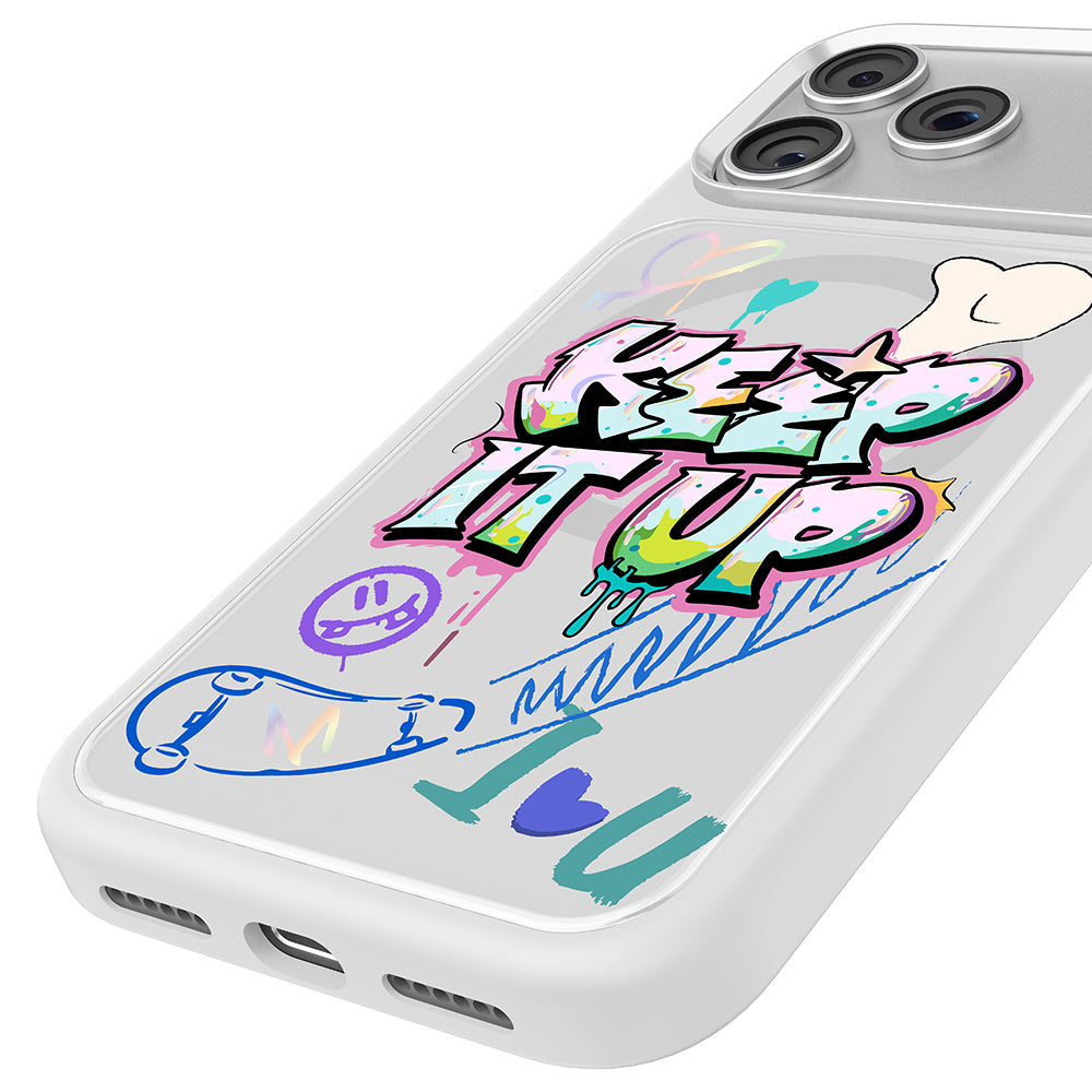__vg|Beyaz|5|6925700950186-06|Apple iPhone 17 Pro Max Kılıf MagSafe Şarj Özellikli 3D Baskılı Tasarım Mutural Graffiti Serisi Kapak