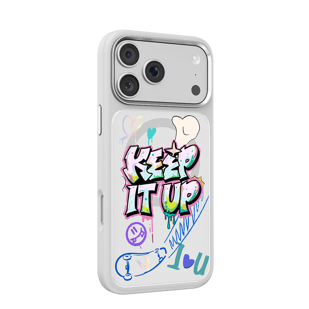 __vg|Beyaz|6|6925700950186-07|Apple iPhone 17 Pro Max Kılıf MagSafe Şarj Özellikli 3D Baskılı Tasarım Mutural Graffiti Serisi Kapak