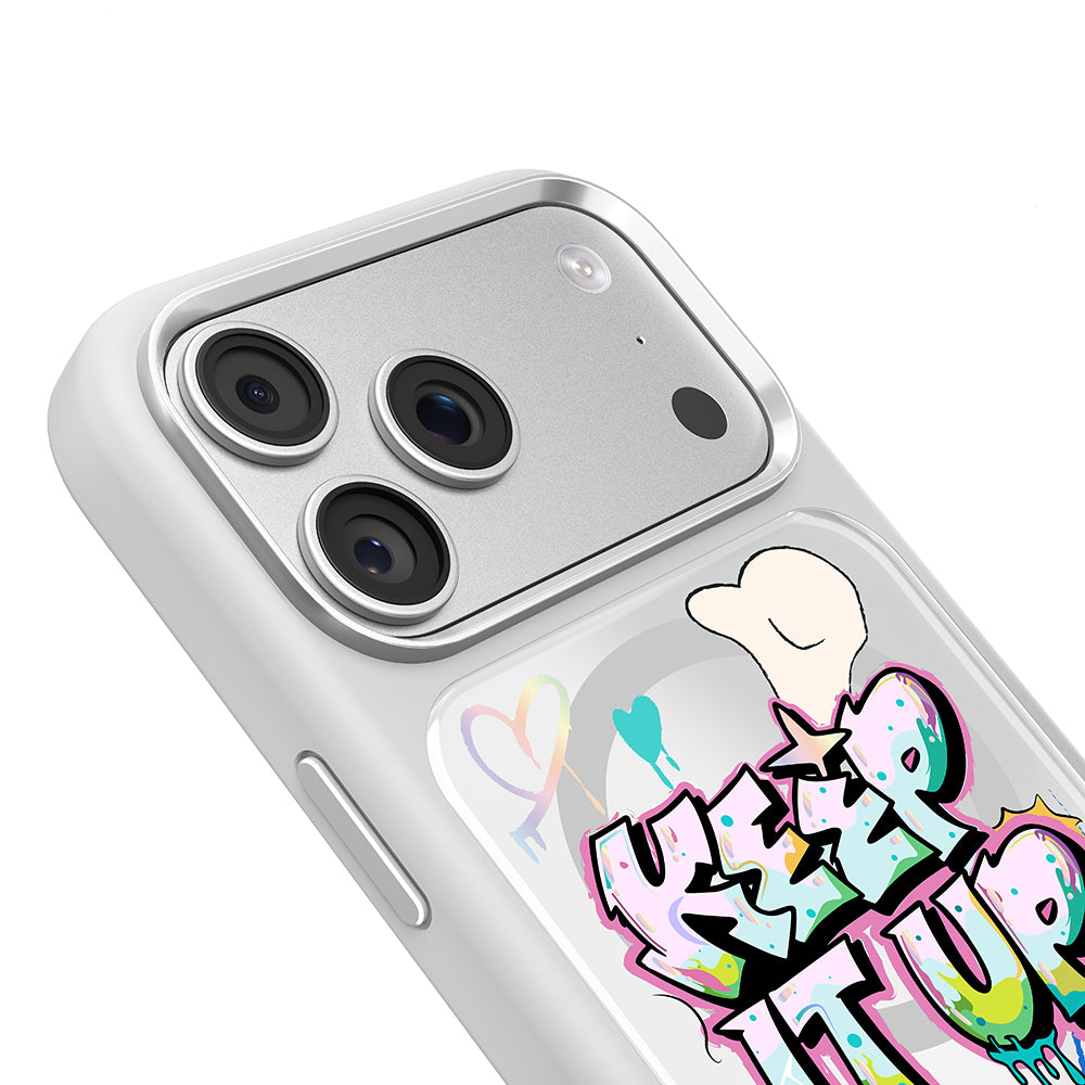 __vg|Beyaz|7|6925700950186-08|Apple iPhone 17 Pro Max Kılıf MagSafe Şarj Özellikli 3D Baskılı Tasarım Mutural Graffiti Serisi Kapak