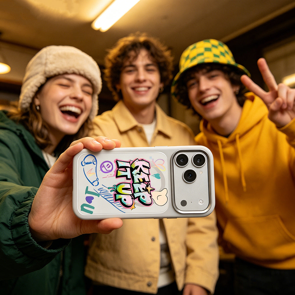 __vg|Beyaz|9|6925700950186-10|Apple iPhone 17 Pro Max Kılıf MagSafe Şarj Özellikli 3D Baskılı Tasarım Mutural Graffiti Serisi Kapak