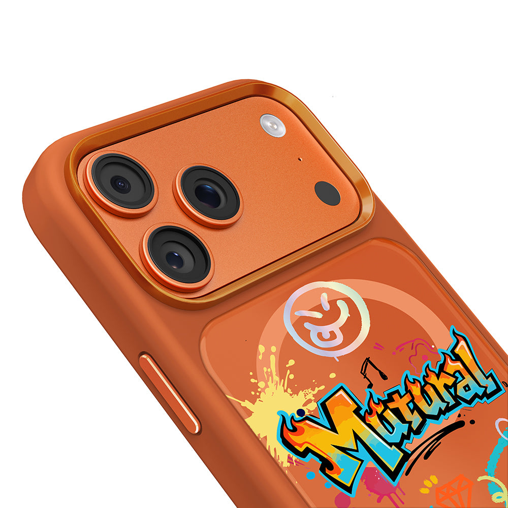 __vg|Turuncu|3|6925700950193-04|Apple iPhone 17 Pro Max Kılıf MagSafe Şarj Özellikli 3D Baskılı Tasarım Mutural Graffiti Serisi Kapak