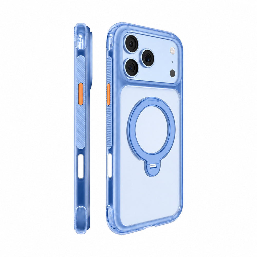 Apple iPhone 18 Pro Max Kılıf MagSafe Şarj Özellikli Standlı Airbag Tasarımlı Mutural Air Shield Serisi Kapak - Açık Mavi
