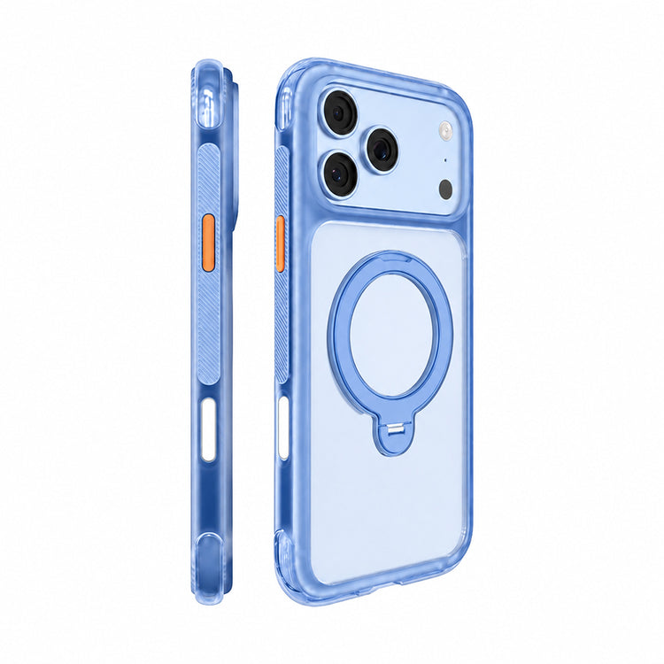Apple iPhone 18 Pro Max Kılıf MagSafe Şarj Özellikli Standlı Airbag Tasarımlı Mutural Air Shield Serisi Kapak - Açık Mavi