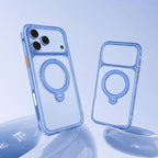 Apple iPhone 18 Pro Max Kılıf MagSafe Şarj Özellikli Standlı Airbag Tasarımlı Mutural Air Shield Serisi Kapak - Açık Mavi