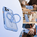 Apple iPhone 18 Pro Max Kılıf MagSafe Şarj Özellikli Standlı Airbag Tasarımlı Mutural Air Shield Serisi Kapak - Açık Mavi