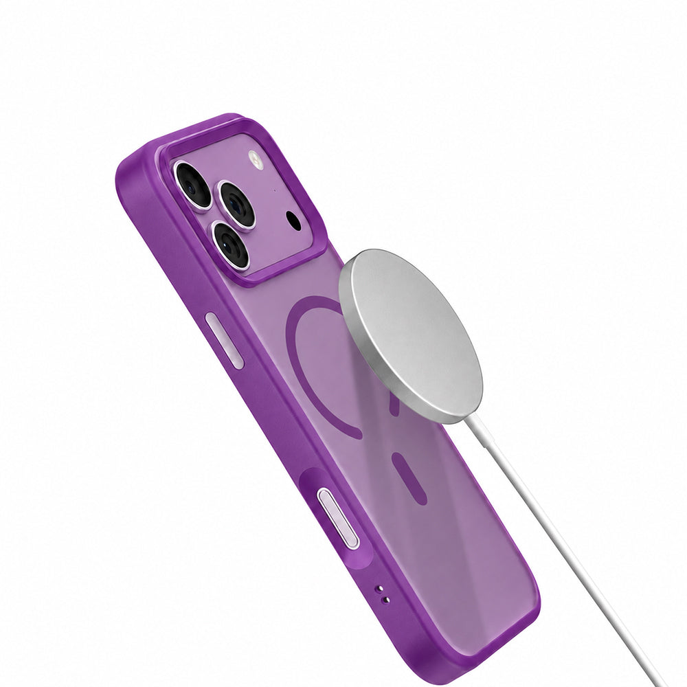 Apple iPhone 18 Pro Max Kılıf MagSafe Şarj Özellikli Airbag Tasarımlı Mutural Mist Serisi Kapak - Mor