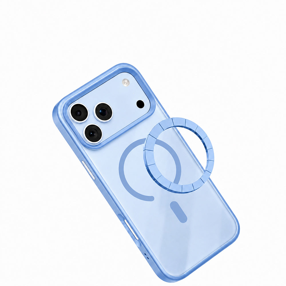 Apple iPhone 18 Pro Max Kılıf MagSafe Şarj Özellikli Airbag Tasarımlı Mutural Mist Serisi Kapak - Açık Mavi