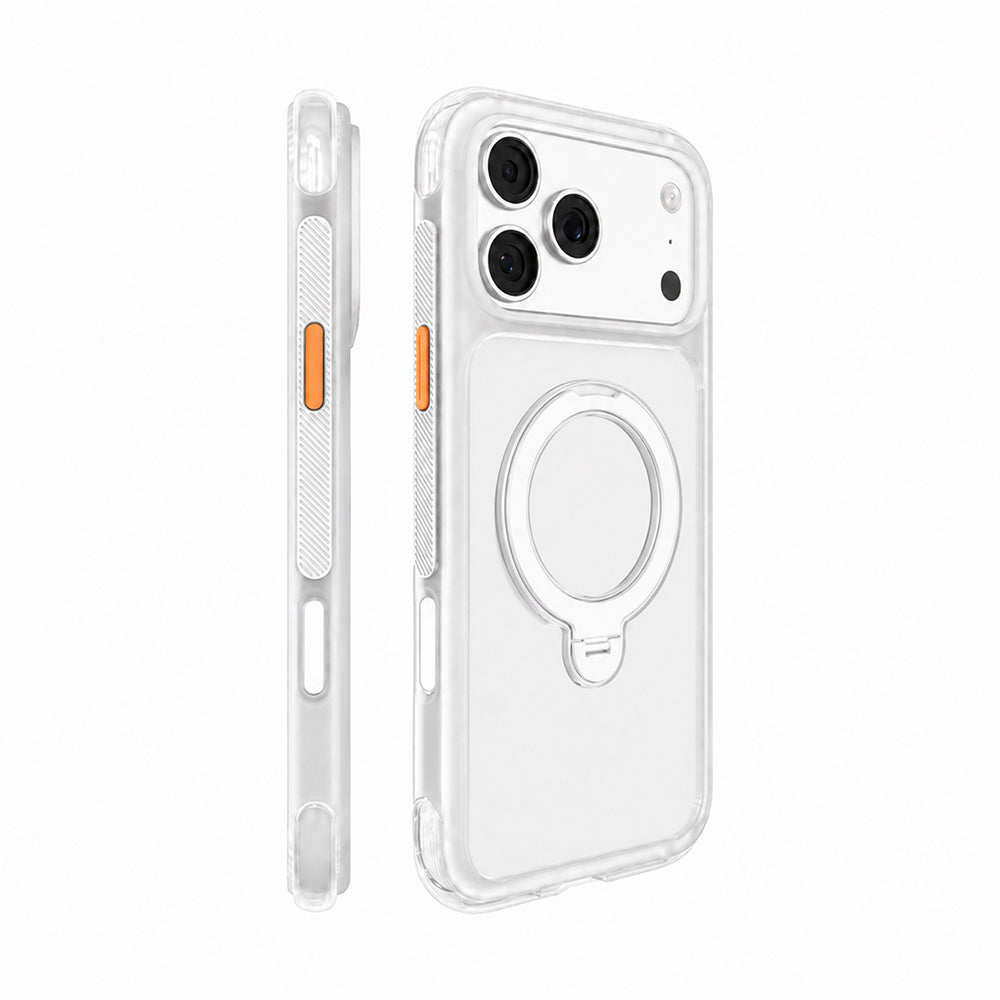 Apple iPhone 18 Pro Max Kılıf MagSafe Şarj Özellikli Standlı Airbag Tasarımlı Mutural Air Shield Serisi Kapak - Beyaz