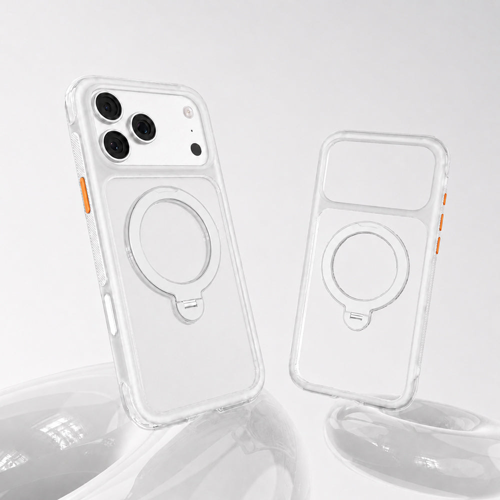 Apple iPhone 18 Pro Max Kılıf MagSafe Şarj Özellikli Standlı Airbag Tasarımlı Mutural Air Shield Serisi Kapak - Beyaz