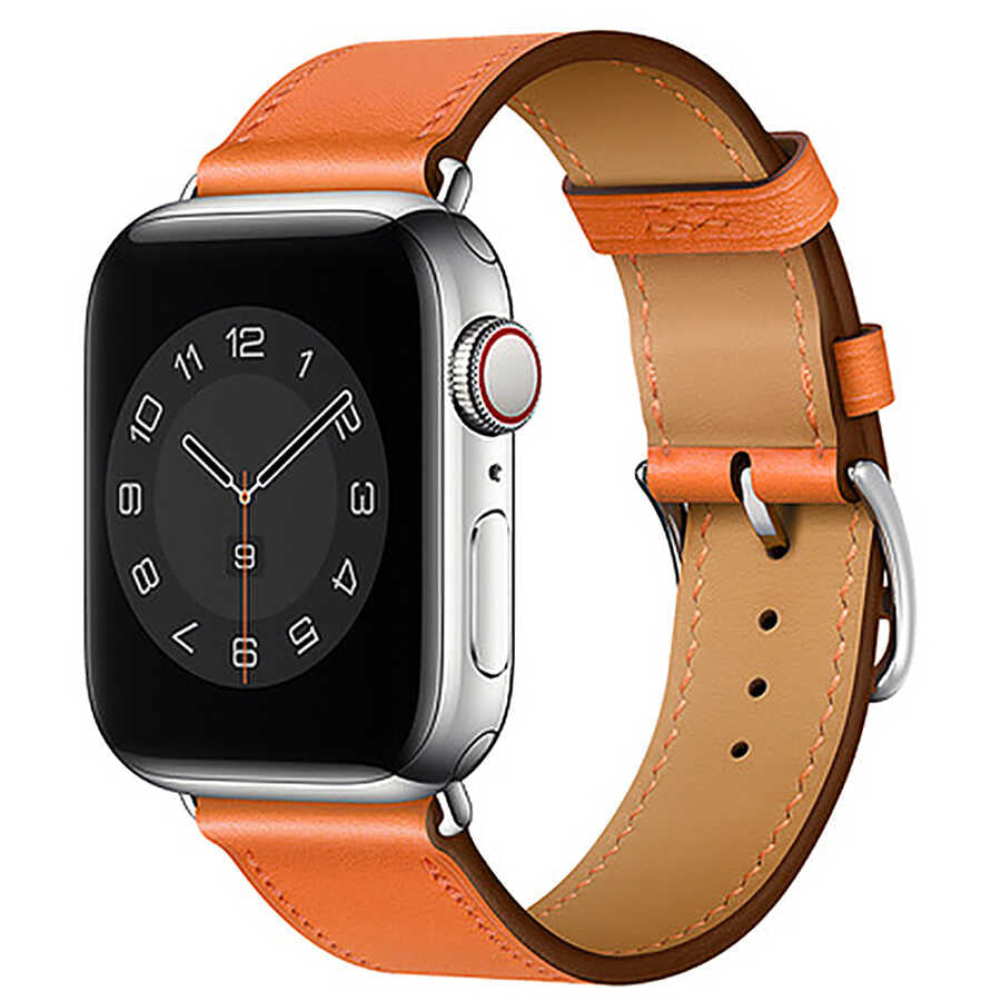 __vg|Turuncu|0|6936686401951-01|Apple Watch 42mm Wiwu Attleage Watchband Hakiki Deri Kordon