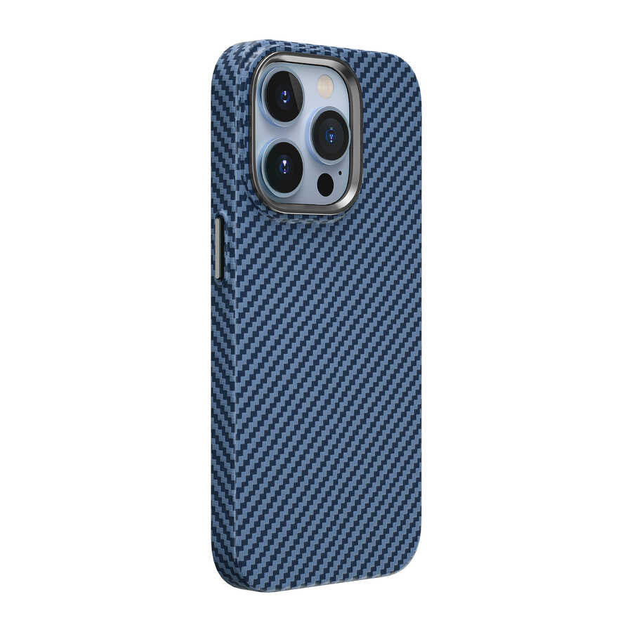 __vg|Mavi|0|6936686408196-01|Apple iPhone 14 Pro Max Kılıf ​​​​​Wiwu Karbon Fiber Görünümlü MagSafe Wireless Şarj Özellikli Kabon Kapak