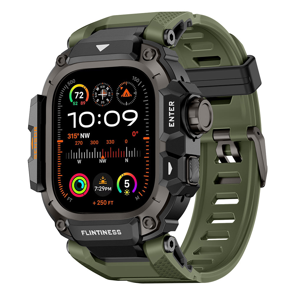 __vg|Yeşil|0|6936860721653-01|Apple Watch Ultra 49mm Mohseven iWatch Punk Fortress Serisi Kasa Koruyuculu Silikon Kordon