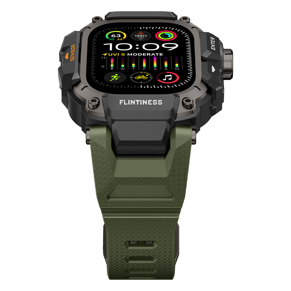__vg|Yeşil|2|6936860721653-03|Apple Watch Ultra 49mm Mohseven iWatch Punk Fortress Serisi Kasa Koruyuculu Silikon Kordon