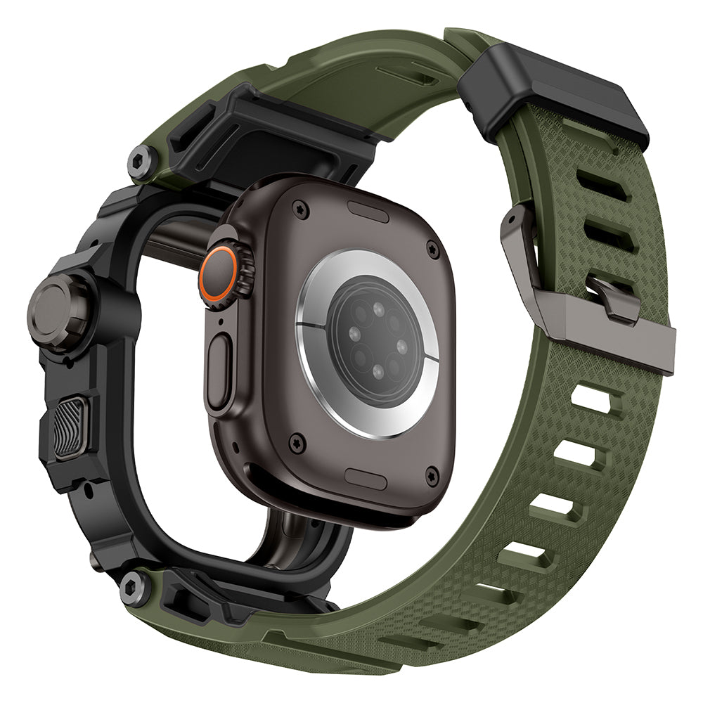 __vg|Yeşil|4|6936860721653-05|Apple Watch Ultra 49mm Mohseven iWatch Punk Fortress Serisi Kasa Koruyuculu Silikon Kordon