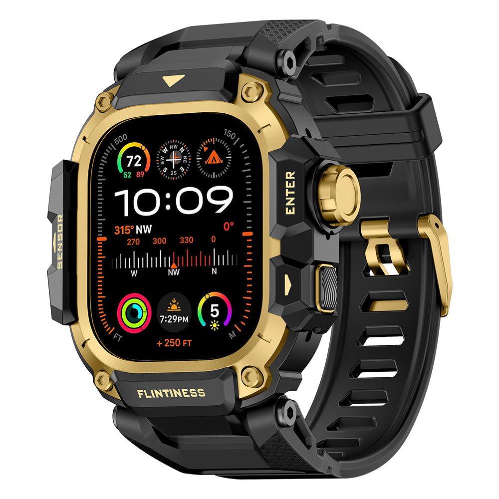 __vg|Gold|0|6936860721660-01|Apple Watch Ultra 49mm Mohseven iWatch Punk Fortress Serisi Kasa Koruyuculu Silikon Kordon