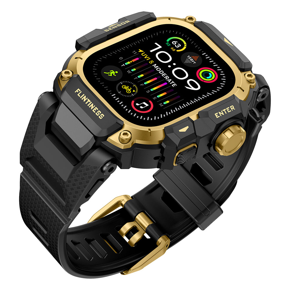 __vg|Gold|1|6936860721660-02|Apple Watch Ultra 49mm Mohseven iWatch Punk Fortress Serisi Kasa Koruyuculu Silikon Kordon