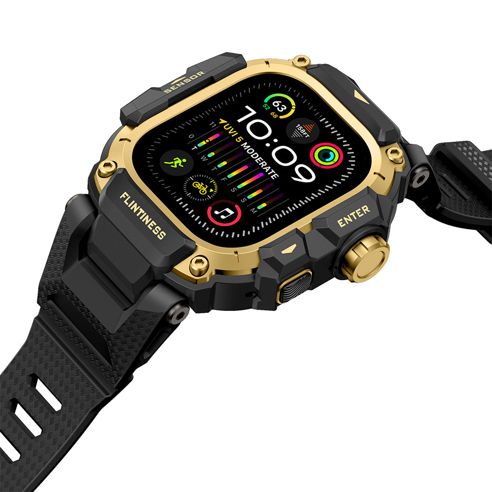 __vg|Gold|3|6936860721660-04|Apple Watch Ultra 49mm Mohseven iWatch Punk Fortress Serisi Kasa Koruyuculu Silikon Kordon
