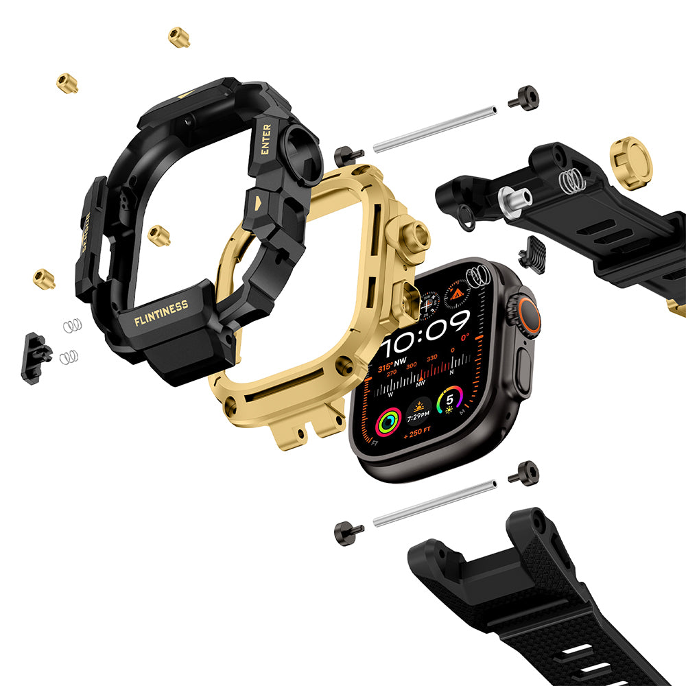 __vg|Gold|6|6936860721660-07|Apple Watch Ultra 49mm Mohseven iWatch Punk Fortress Serisi Kasa Koruyuculu Silikon Kordon