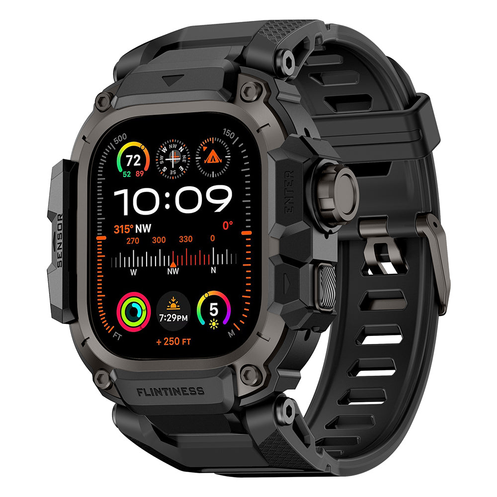 __vg|Siyah|0|6936860721677-01|Apple Watch Ultra 49mm Mohseven iWatch Punk Fortress Serisi Kasa Koruyuculu Silikon Kordon