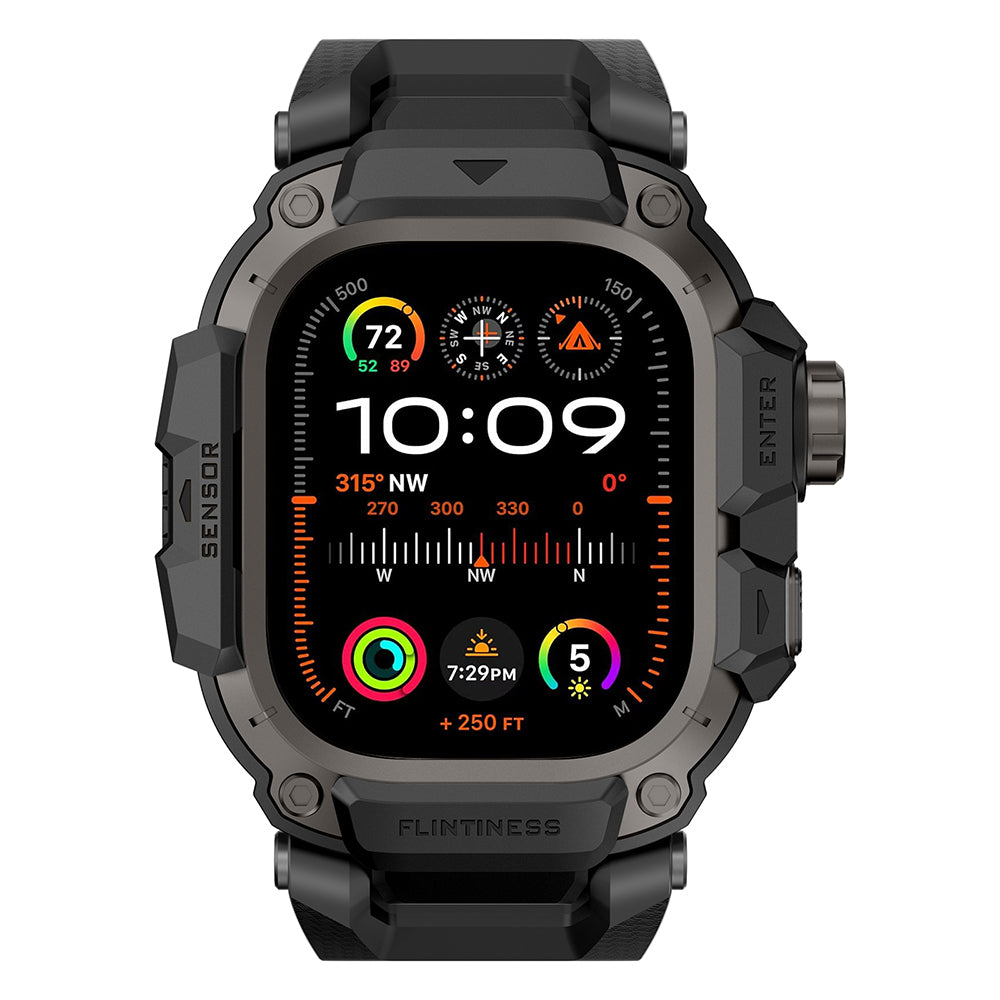 __vg|Siyah|5|6936860721677-06|Apple Watch Ultra 49mm Mohseven iWatch Punk Fortress Serisi Kasa Koruyuculu Silikon Kordon