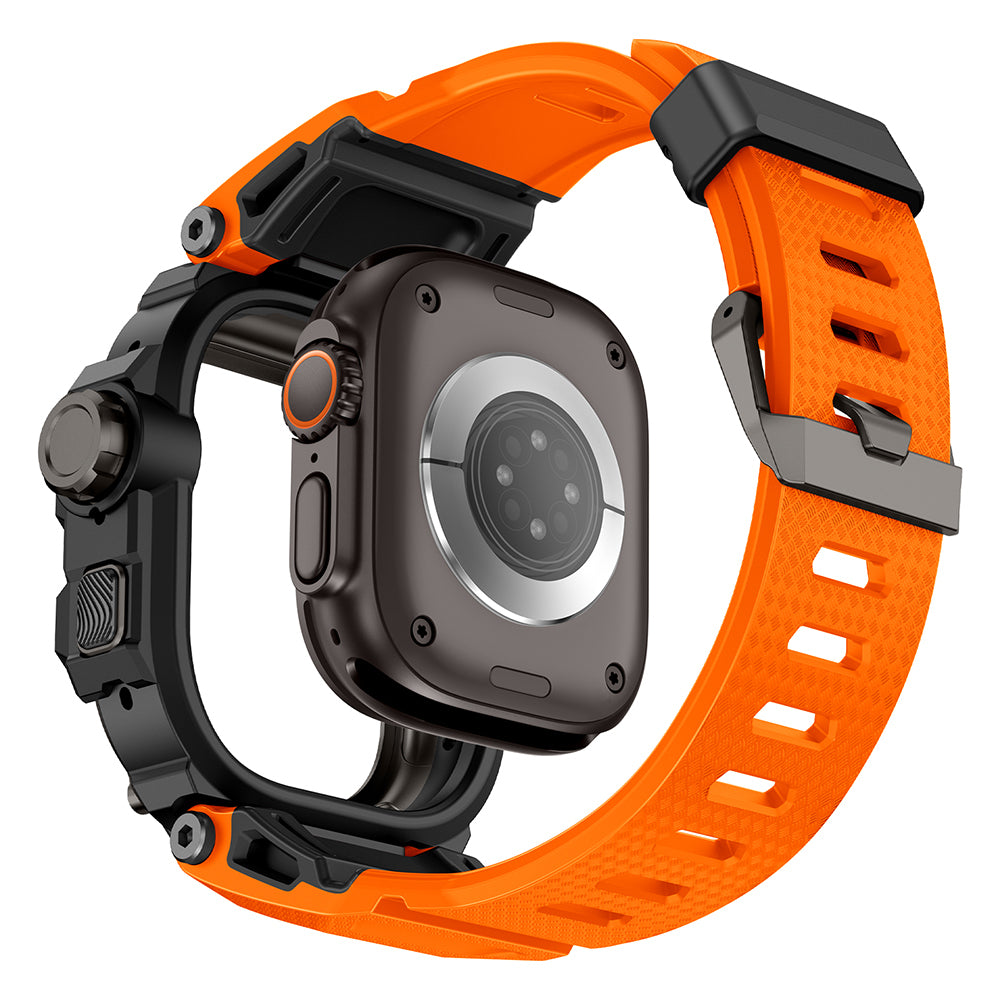 __vg|Turuncu|4|6936860721684-05|Apple Watch Ultra 49mm Mohseven iWatch Punk Fortress Serisi Kasa Koruyuculu Silikon Kordon