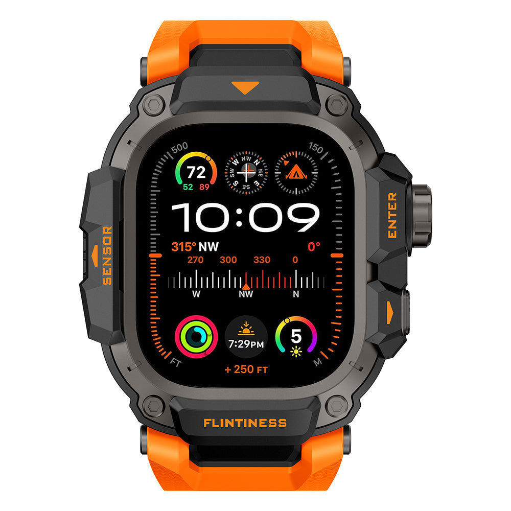 __vg|Turuncu|5|6936860721684-06|Apple Watch Ultra 49mm Mohseven iWatch Punk Fortress Serisi Kasa Koruyuculu Silikon Kordon