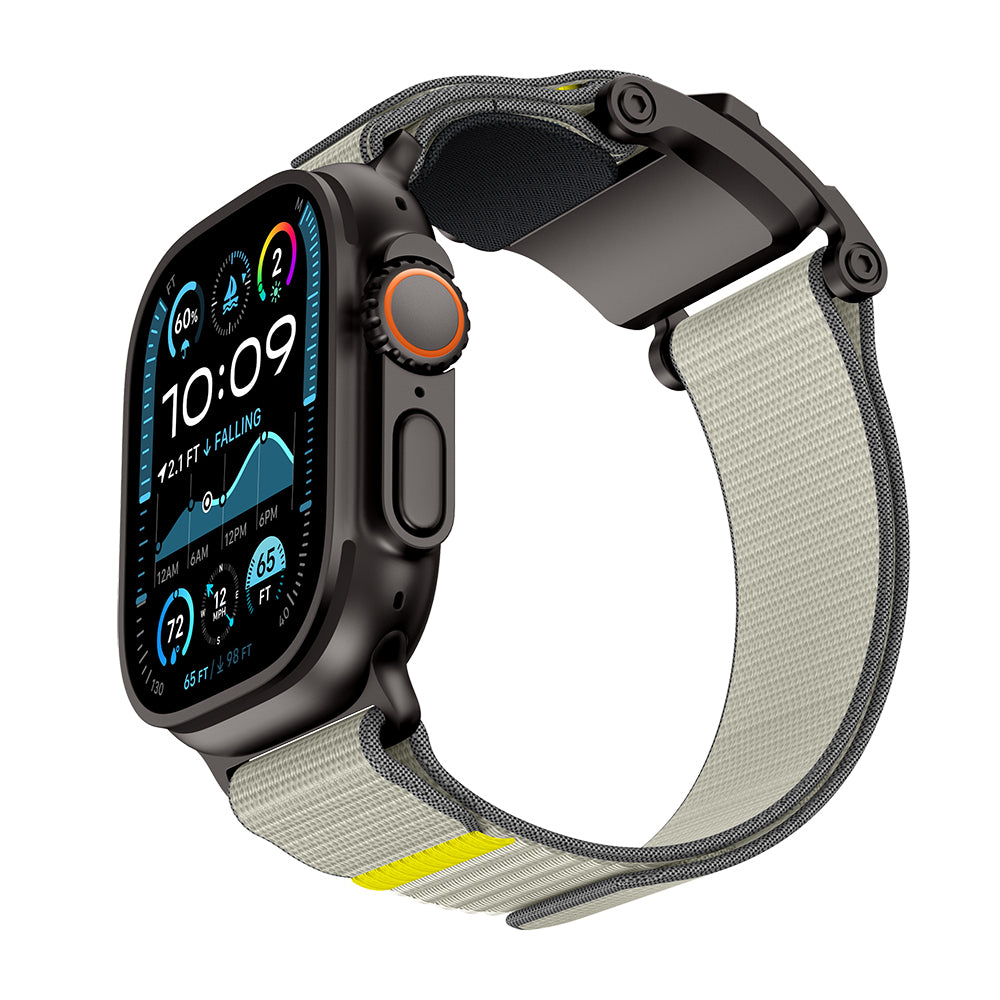 __vg|Siyah-Bej|0|6936860721738-01|Apple Watch 42mm Mohseven iWatch Mecha Sport Hasır Kordon