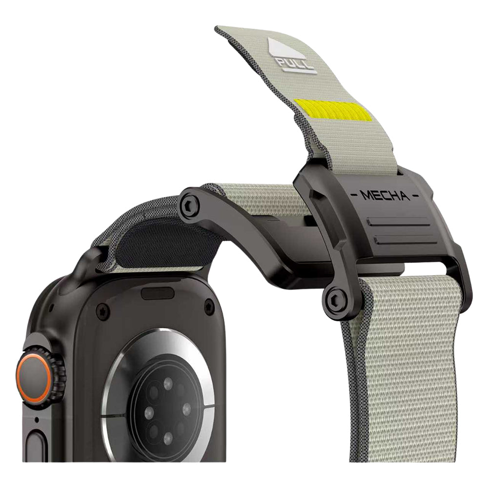 __vg|Siyah-Bej|2|6936860721738-03|Apple Watch 42mm Mohseven iWatch Mecha Sport Hasır Kordon