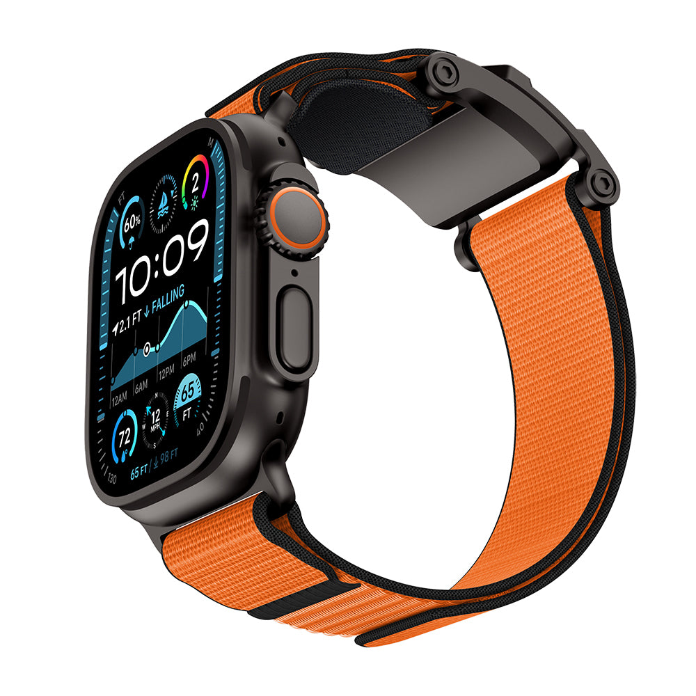 __vg|Siyah-Turuncu|0|6936860721752-01|Apple Watch 44mm Mohseven iWatch Mecha Sport Hasır Kordon