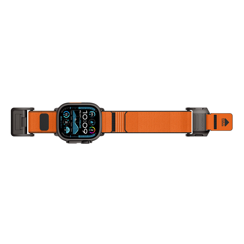 __vg|Siyah-Turuncu|1|6936860721752-02|Apple Watch 44mm Mohseven iWatch Mecha Sport Hasır Kordon
