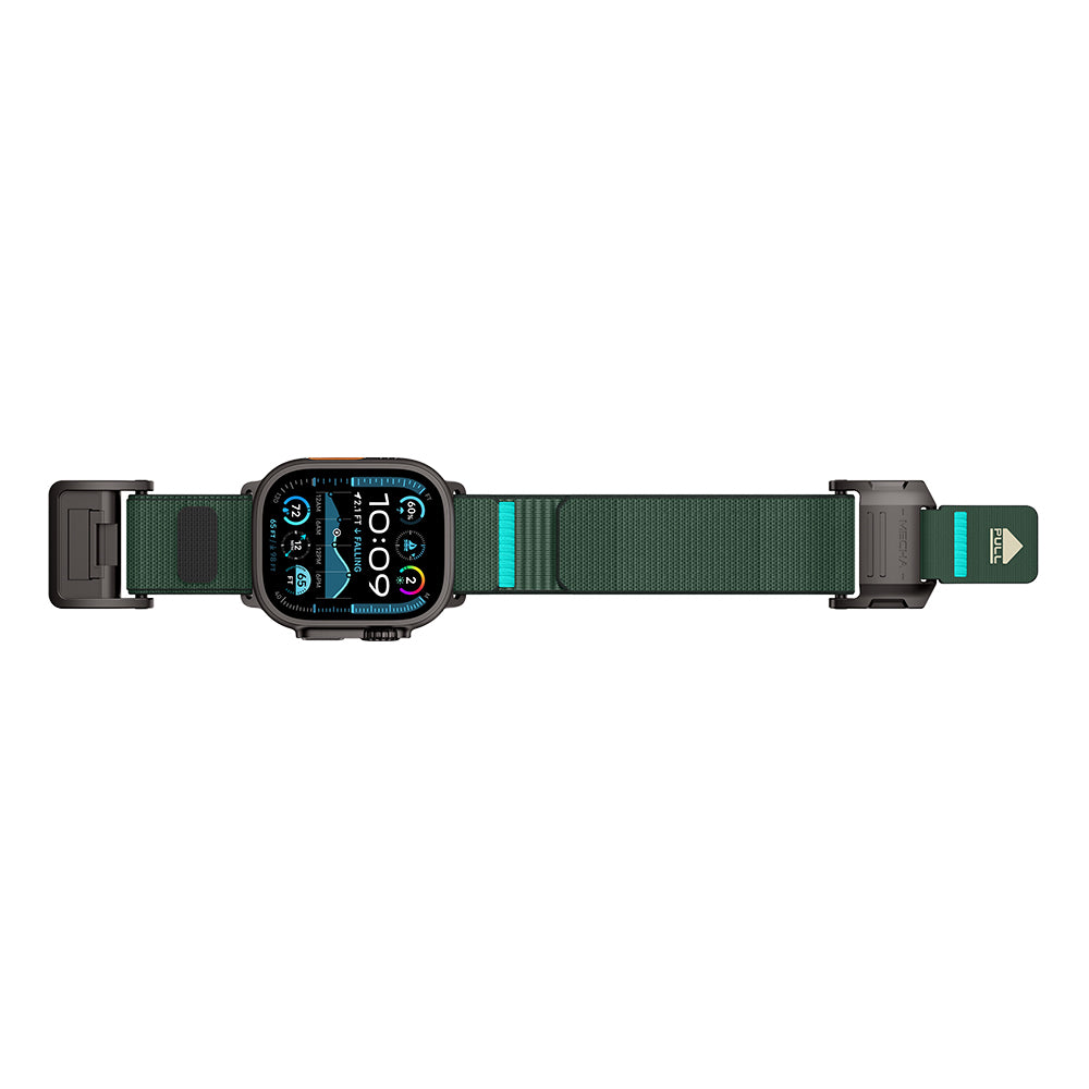 __vg|Siyah-Yeşil|1|6936860721769-02|Apple Watch 7 45mm Mohseven iWatch Mecha Sport Hasır Kordon