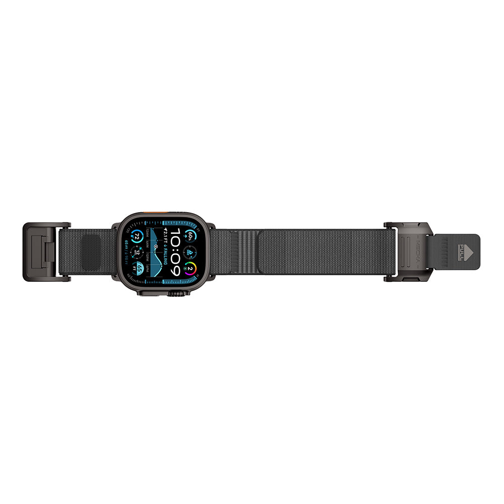 __vg|Siyah-Gri|1|6936860721776-02|Apple Watch 7 45mm Mohseven iWatch Mecha Sport Hasır Kordon