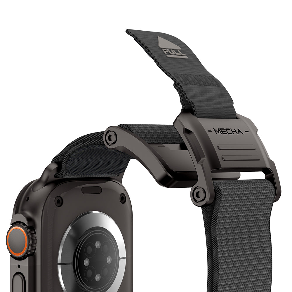 __vg|Siyah-Gri|2|6936860721776-03|Apple Watch 42mm Mohseven iWatch Mecha Sport Hasır Kordon