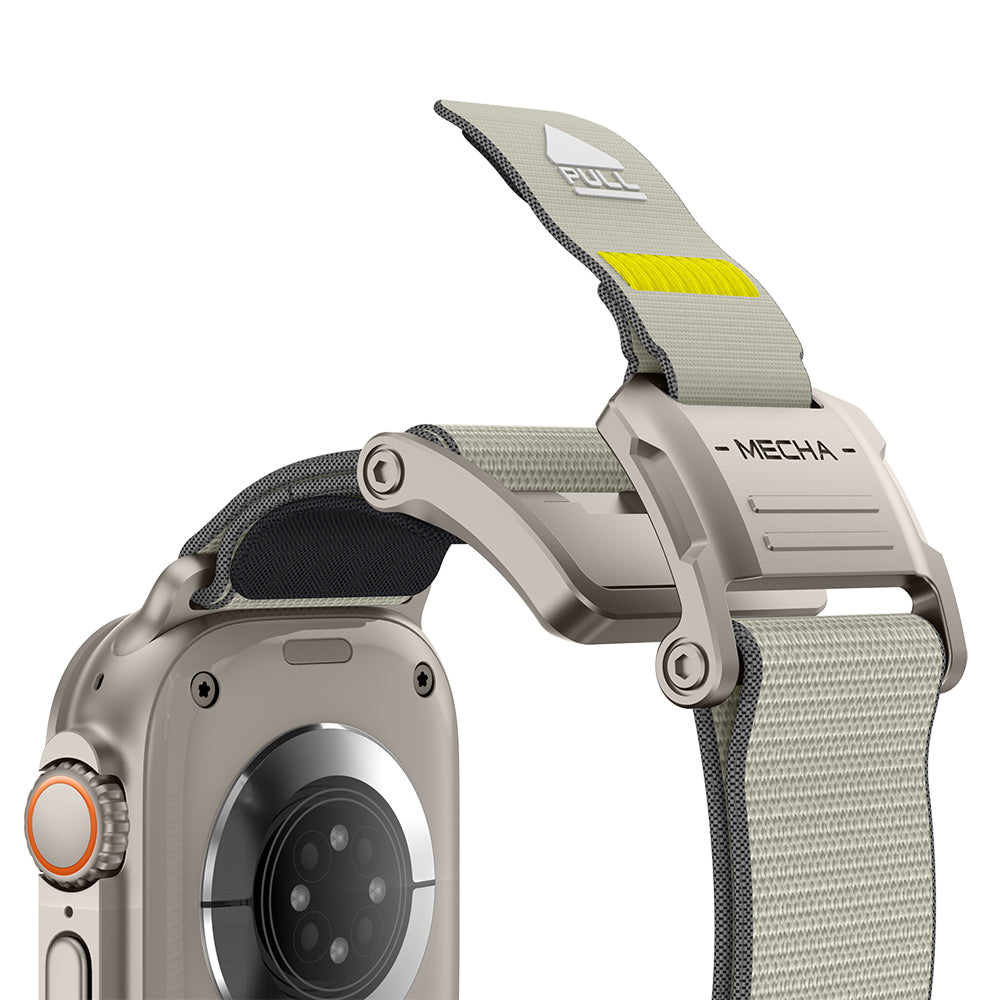 __vg|Titanyum-Bej|2|6936860721790-03|Apple Watch 42mm Mohseven iWatch Mecha Sport Hasır Kordon