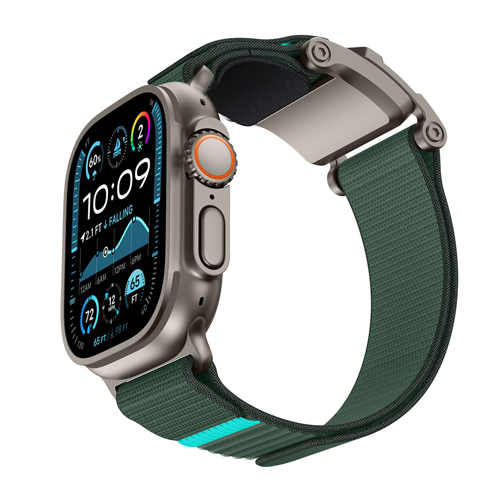 __vg|Titanyum-Yeşil|0|6936860721820-01|Apple Watch 44mm Mohseven iWatch Mecha Sport Hasır Kordon