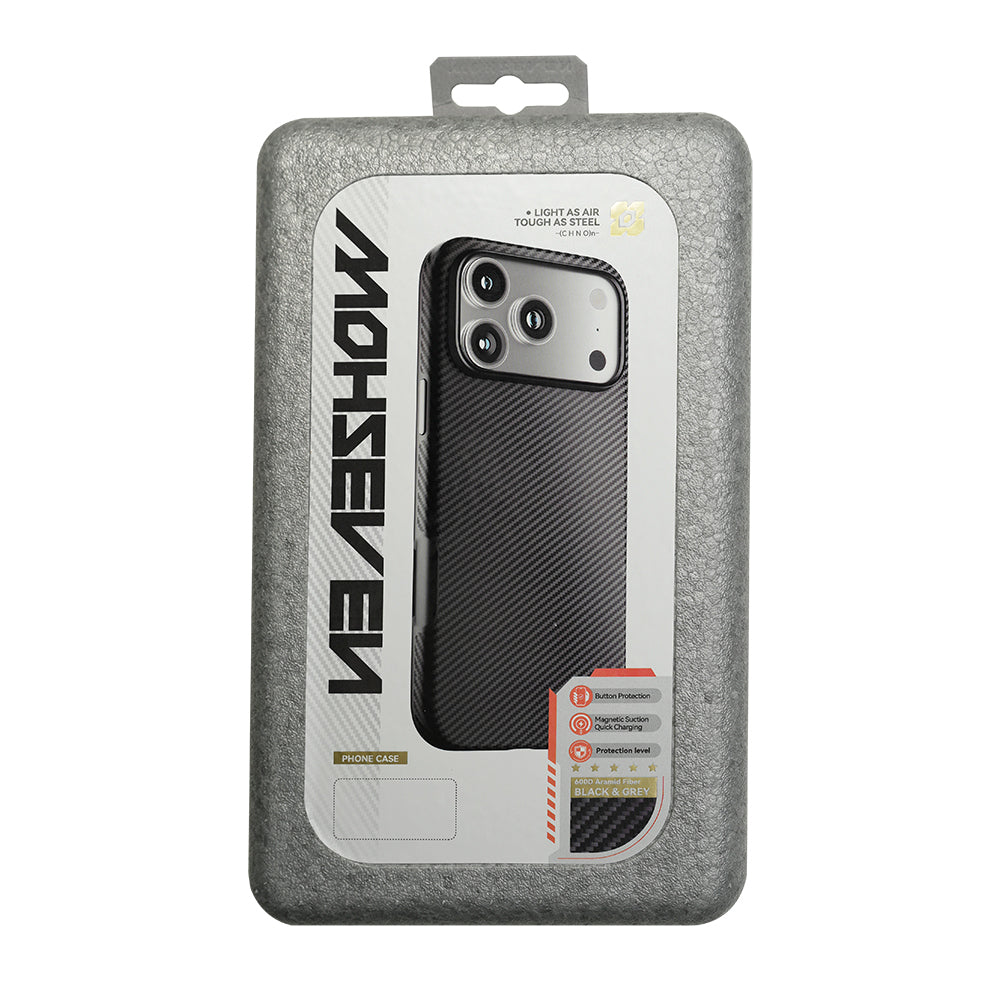 __vg|Siyah|1|6936860722209-02|Apple iPhone 17 Pro Max Kılıf MagSafe Şarj Özellikli Mohseven 600D Aramid Fiber Kapak