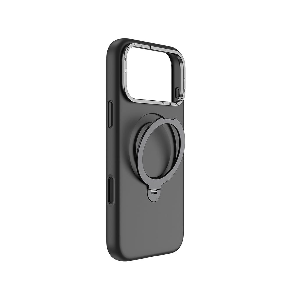 __vg|Siyah|0|6937232307284-01|Apple iPhone 17 Pro Max Kılıf MagSafe Şarj Özellikli Metal Standlı Sıvı Silikon Lenyes CK223 Kapak