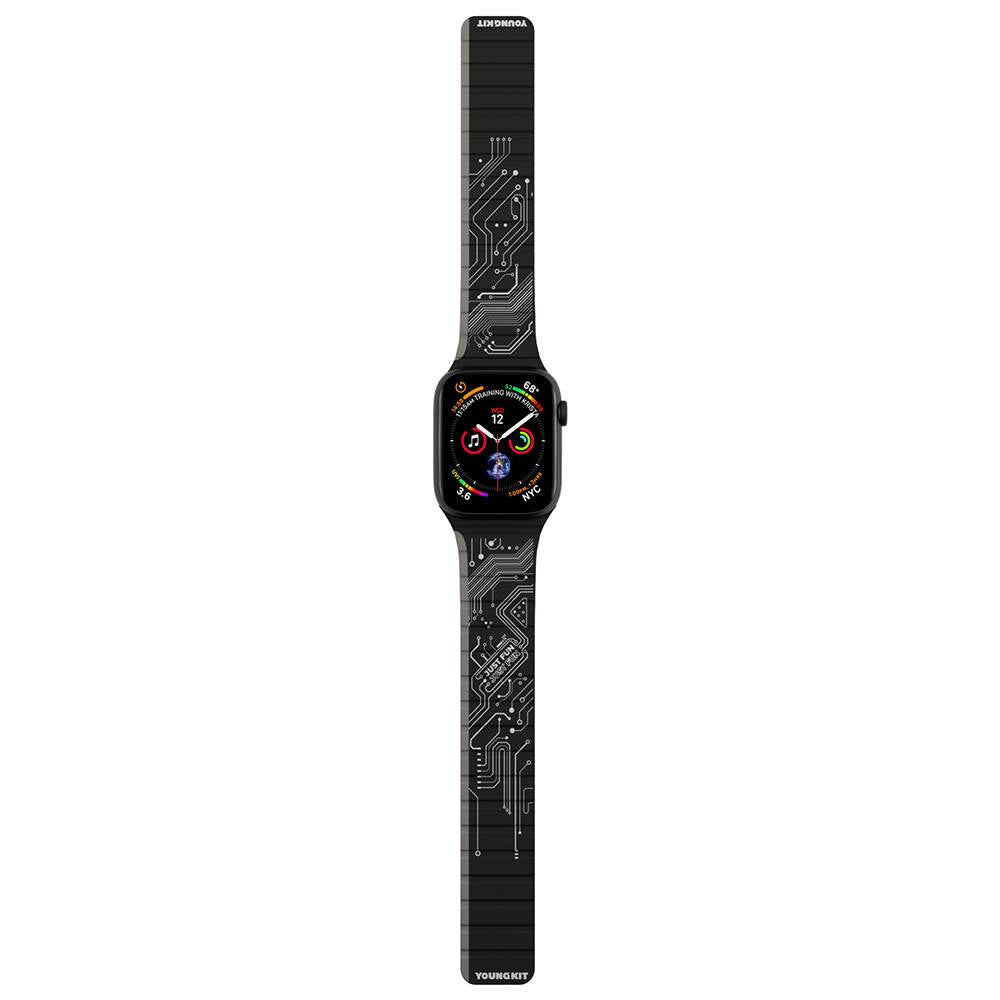 __vg|Siyah|0|6942288400018-01|Apple Watch 7 41mm Kordon Youngkit Technological Magnetik Tak Çıkar Silikon Strap Kayış