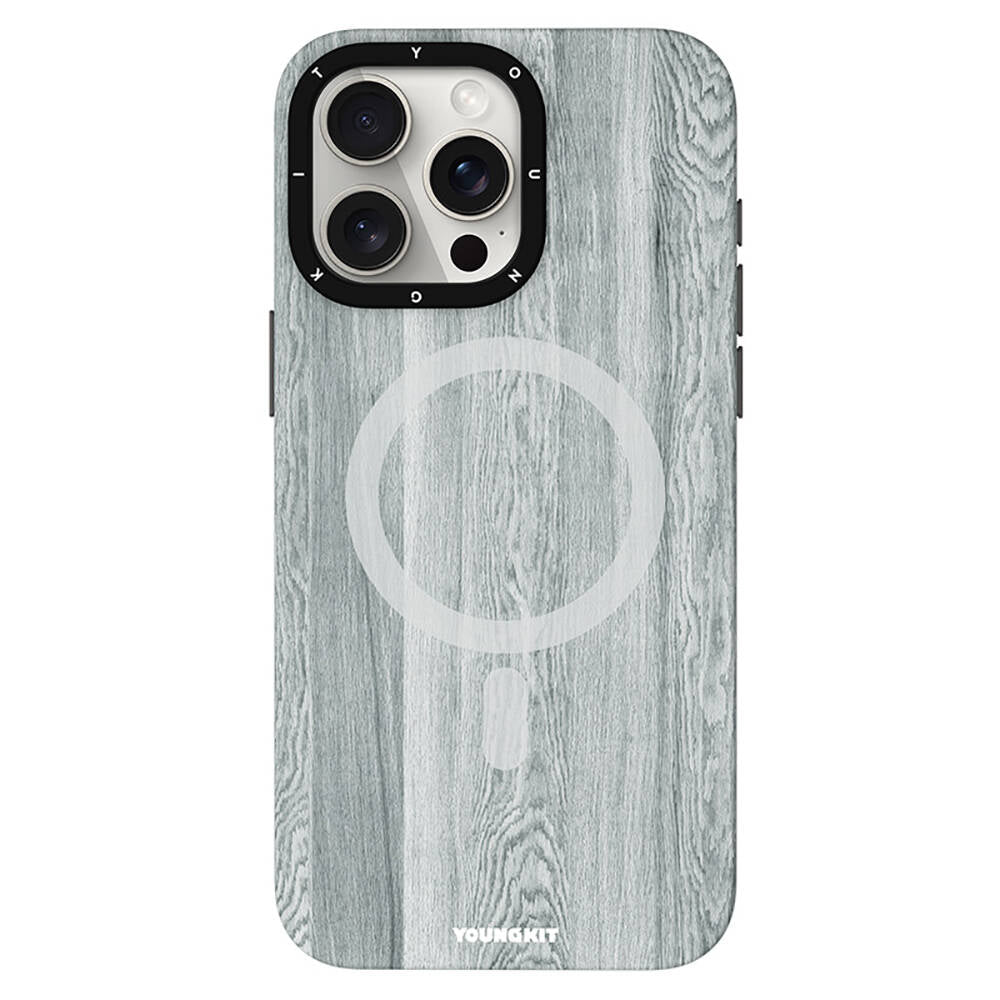 __vg|Gri|0|6942288403286-01|Apple iPhone 14 Pro Kılıf MagSafe Şarj Özellikli Sararmaya Dayanıklı Youngkit Wood Forest Serisi Kapak