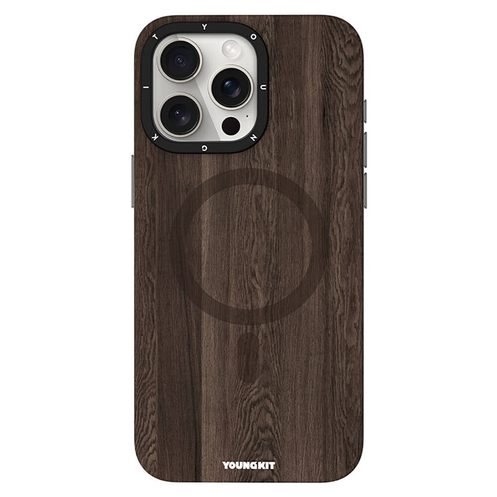 __vg|Kahverengi|0|6942288403330-01|Apple iPhone 14 Pro Kılıf MagSafe Şarj Özellikli Sararmaya Dayanıklı Youngkit Wood Forest Serisi Kapak