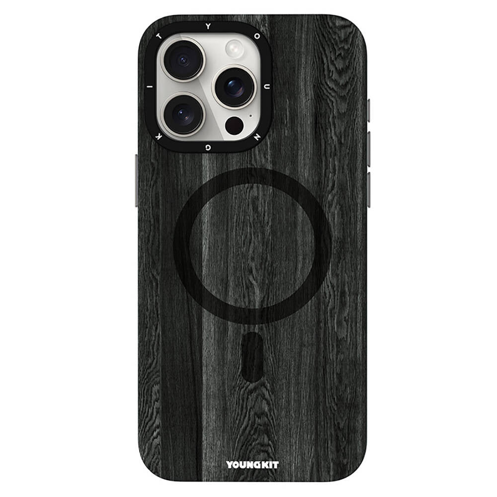 __vg|Siyah|0|6942288403385-01|Apple iPhone 14 Pro Kılıf MagSafe Şarj Özellikli Sararmaya Dayanıklı Youngkit Wood Forest Serisi Kapak