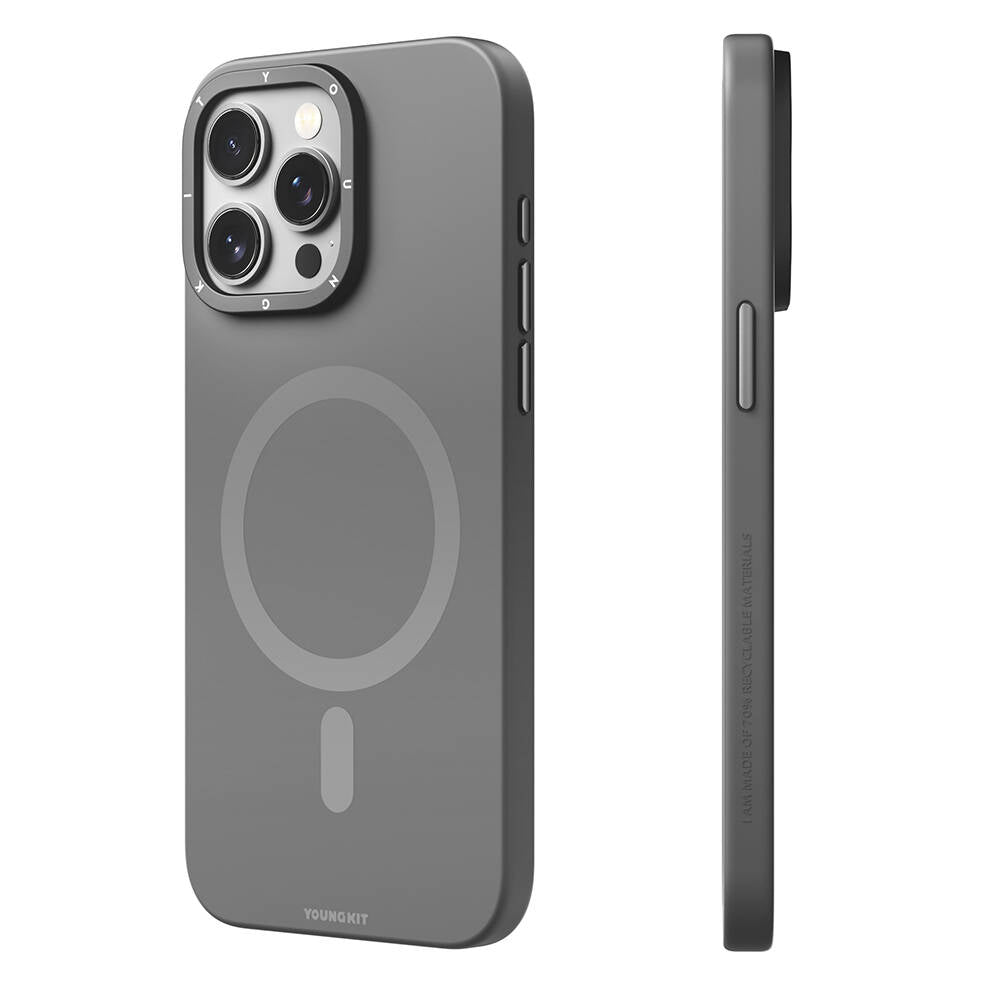 __vg|Gri|0|6942288403644-01|Apple iPhone 14 Pro Max Kılıf MagSafe Şarj Özellikli Çizilmeye ve Aşınmaya Dayanıklı Youngkit Velvet Serisi Kapak