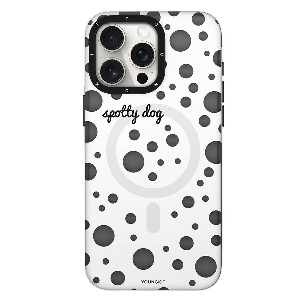 __vg|Beyaz|0|6942288405341-01|Apple iPhone 13 Pro Kılıf MagSafe Şarj Özellikli Polka Dot Desenli Youngkit Spots Serisi Kapak