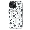 __vg|Beyaz|0|6942288405969-01|Apple iPhone 14 Kılıf MagSafe Şarj Özellikli Polka Dot Desenli Youngkit Spots Serisi Kapak